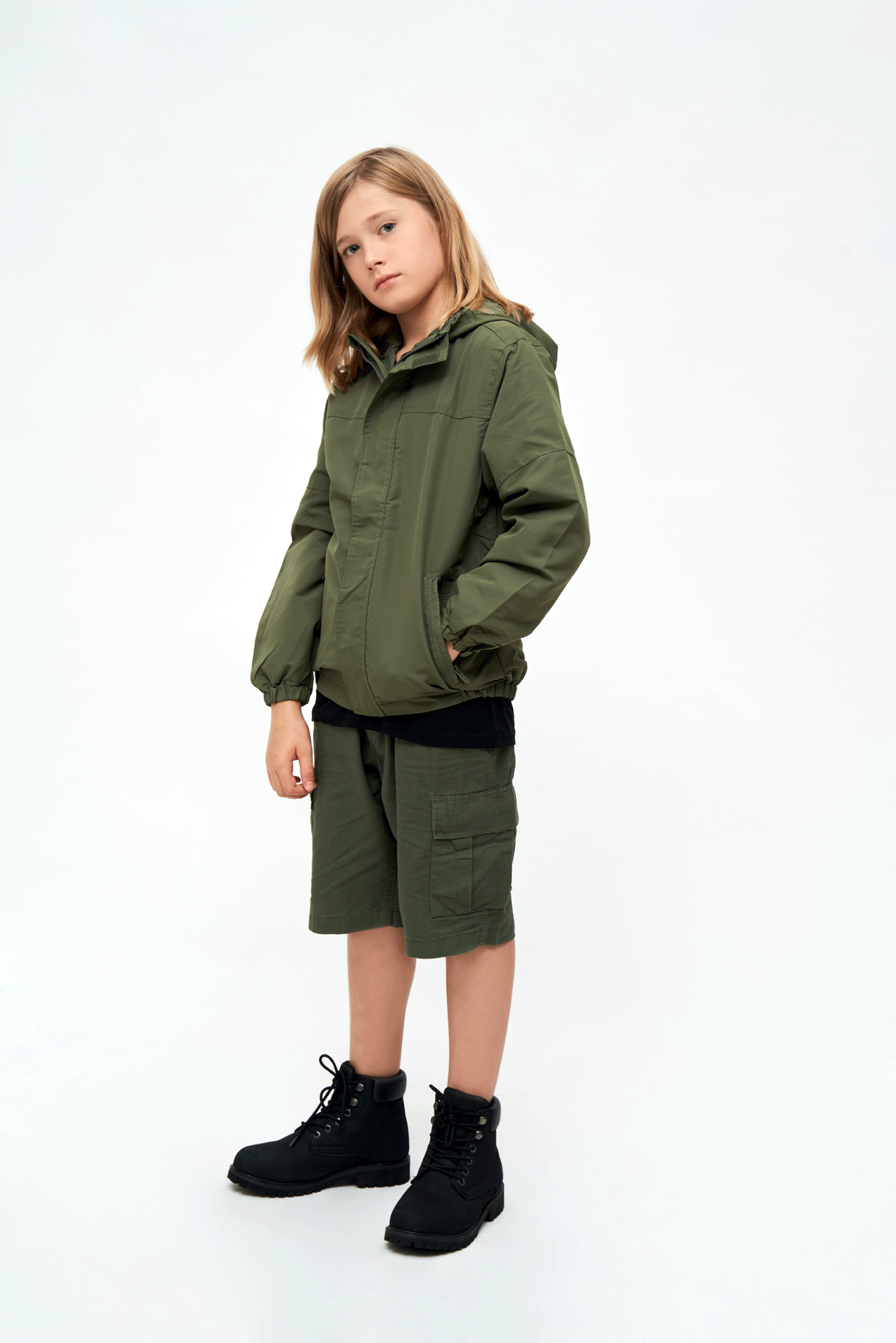 Kids Summerwindbreaker Frontzip olive