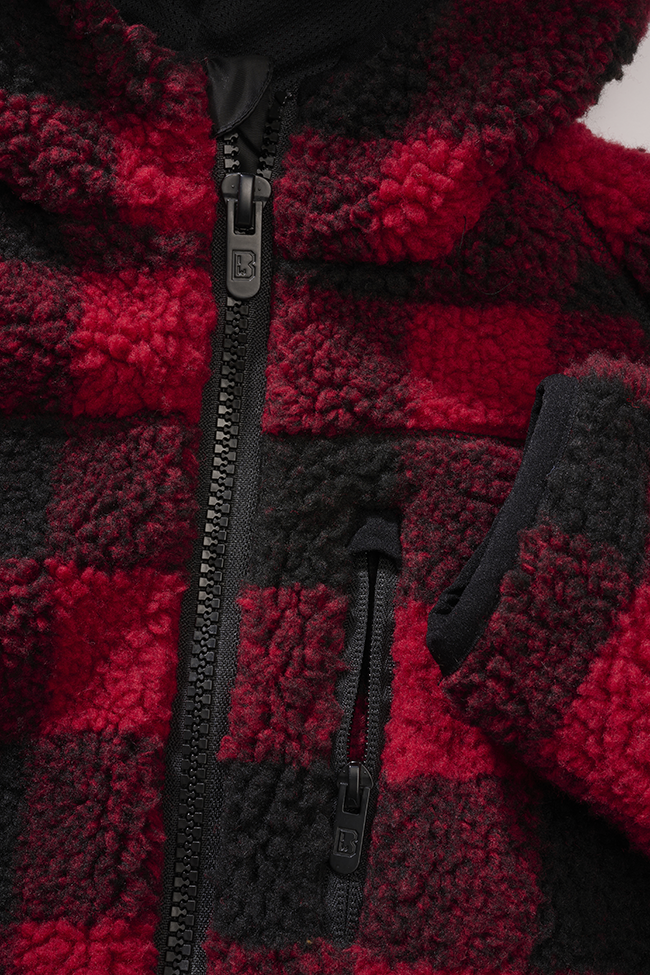 Kids Teddyfleecejacket hood red/black