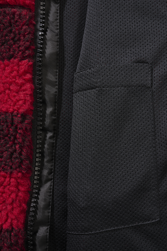 Kids Teddyfleecejacket hood red/black