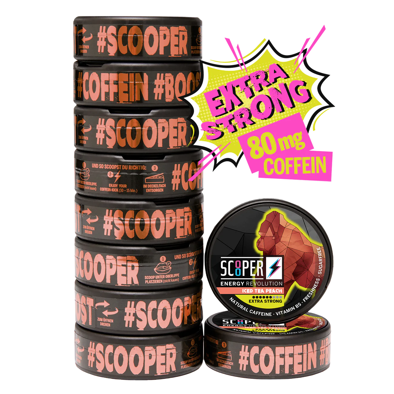 Nikotinfreier Koffein Snus Energy Iced Tea Peach 1x Dose