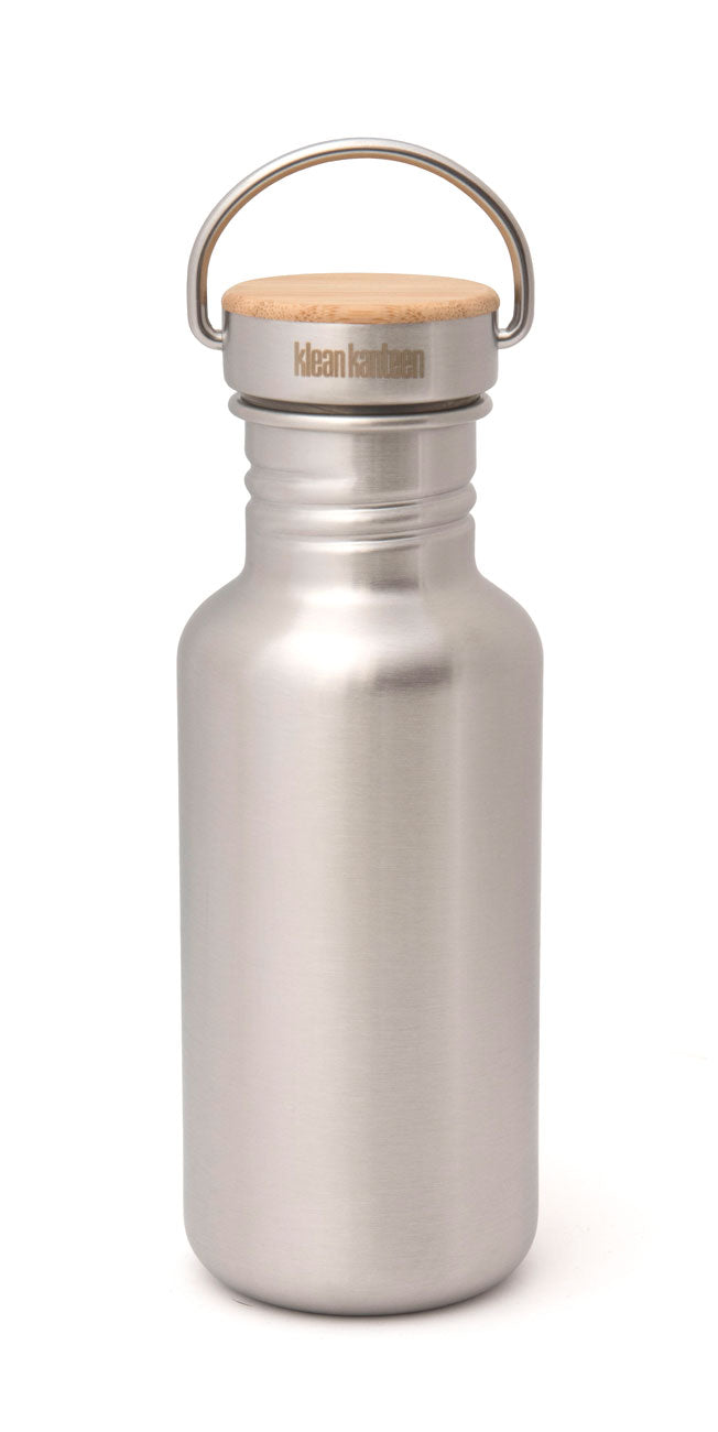 Edelstahl Trinkflasche 592ml, Bambus-Schraubverschluss