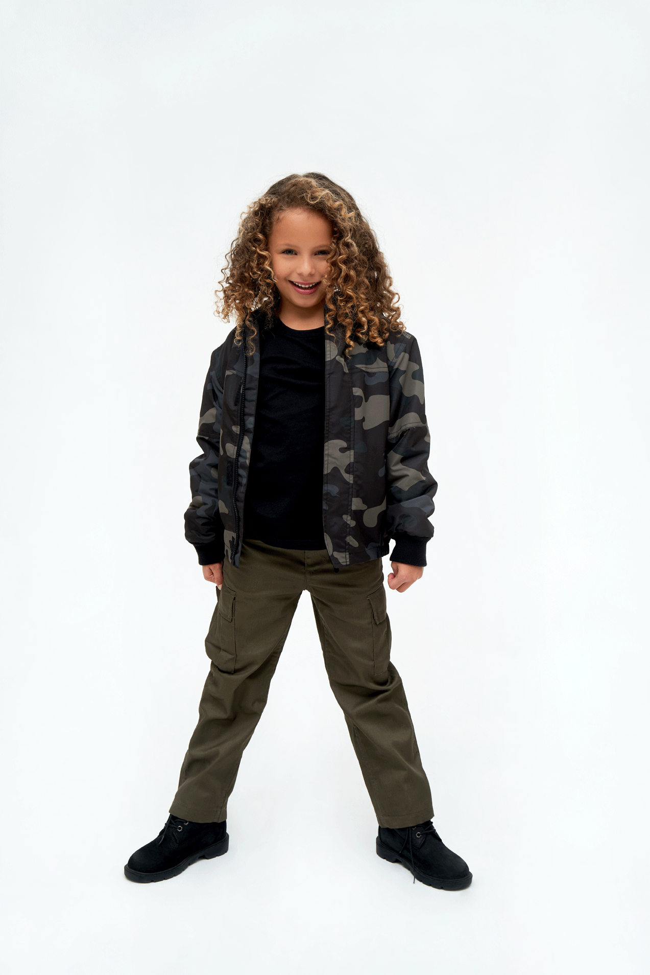 Kids Windbreaker Frontzip darkcamo