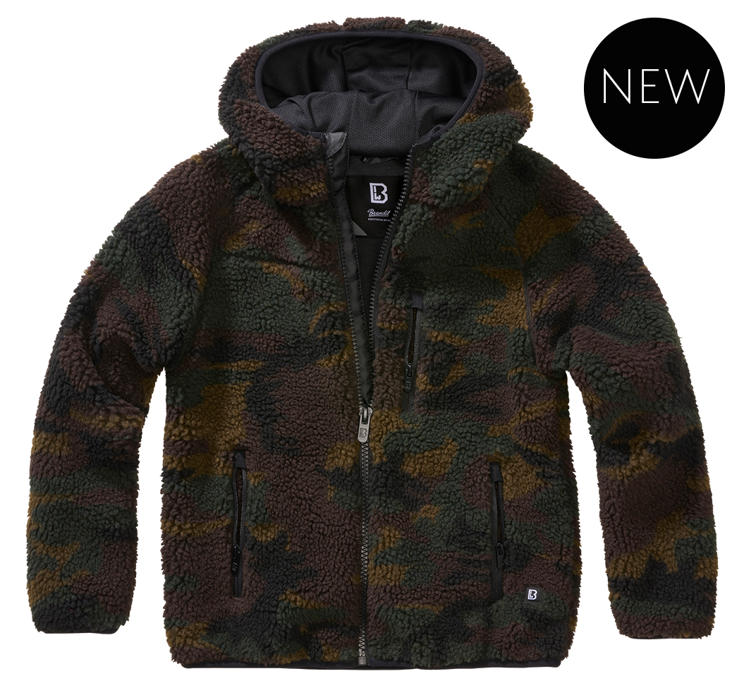 Kids Teddyfleecejacket hood woodland