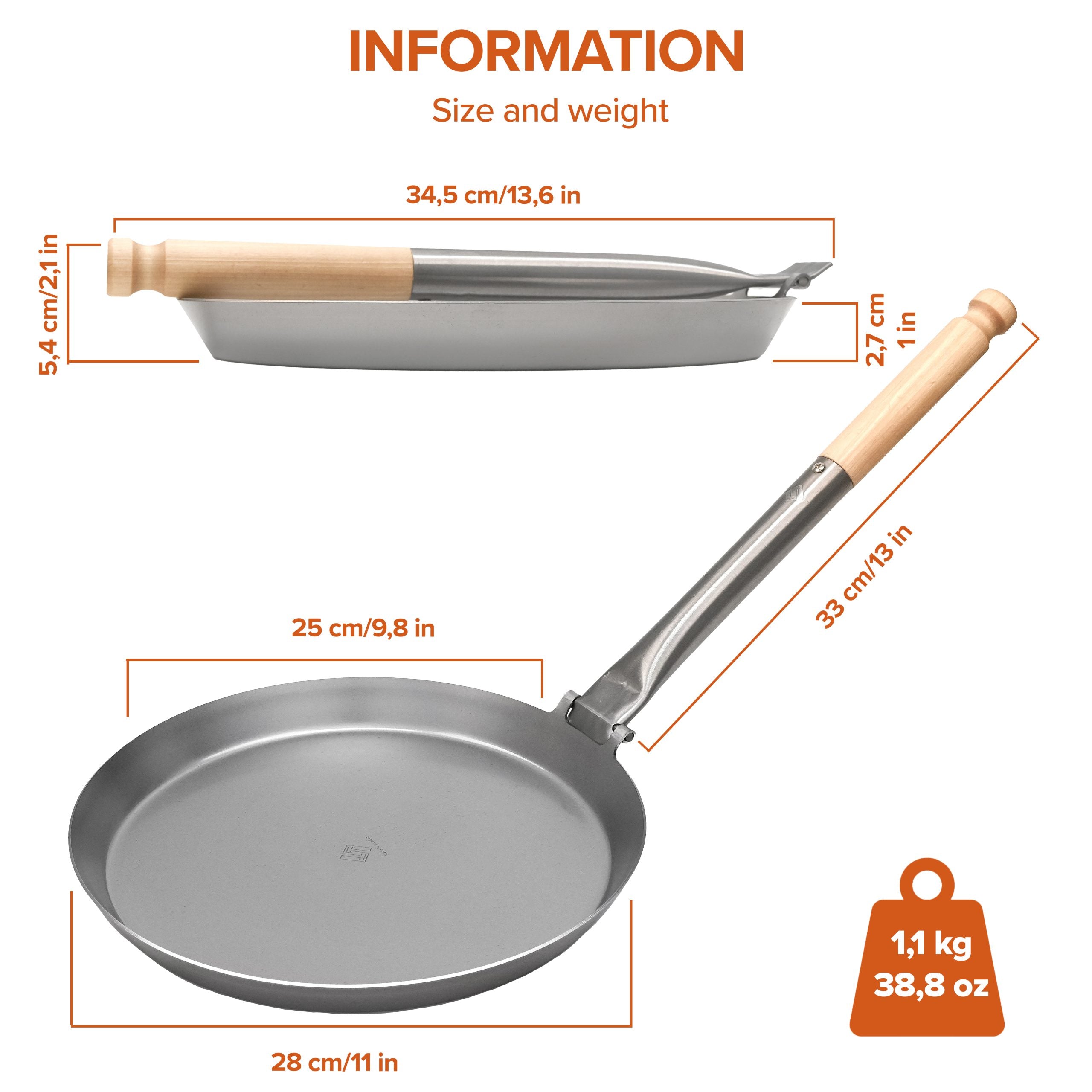 Jäger-Bratpfanne original Ø 28cm faltbarer Holzgriff